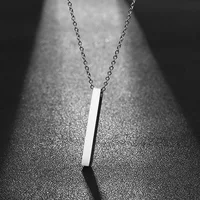 Fashion Rectangle Pendant Necklace Men Collar Trendy Stainless Steel Cuban Chain Necklace For Men Jewelry Gift collar hombre - Image 3