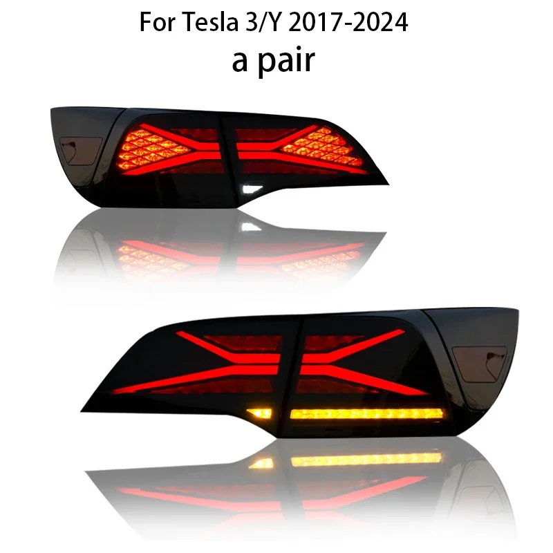 Taillights For 2017 18 19 20 21 2022 Tesla Model 3 and Model Y RGB Car Start Up