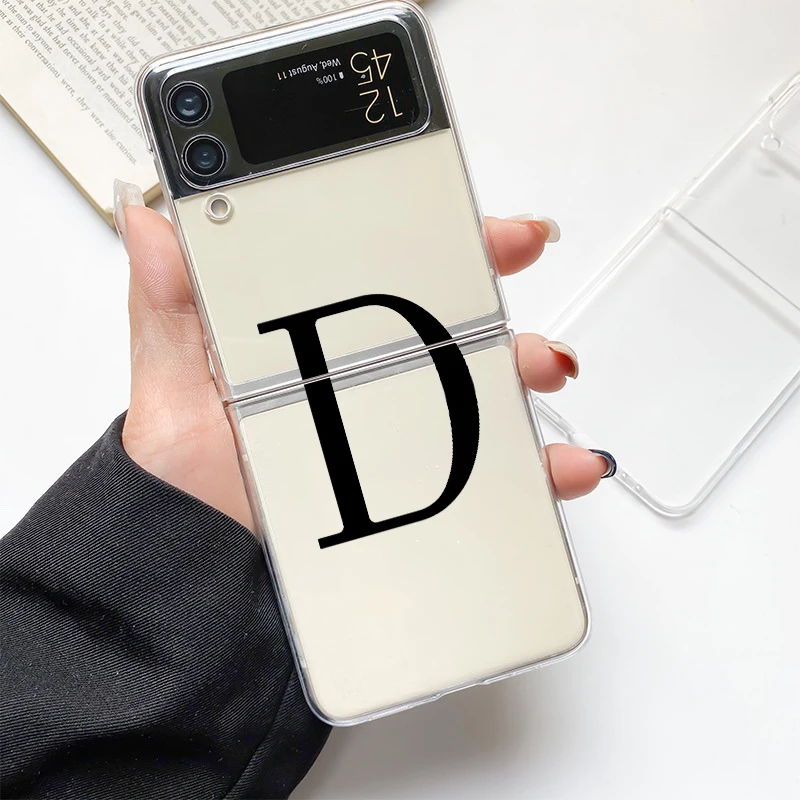 Chic Alphabet Design Clear Hard Phone Case for Samsung Galaxy Z Flip