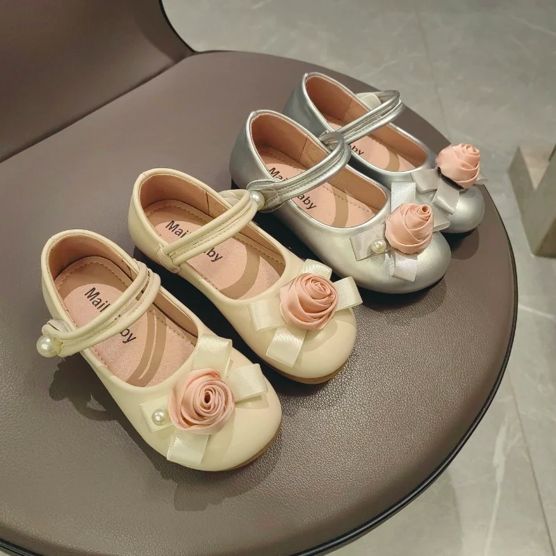 Girls Princess Shoes New Kids Fashion Flower Leather Shoes Children Elegant Temperament Dance for Party Wedding