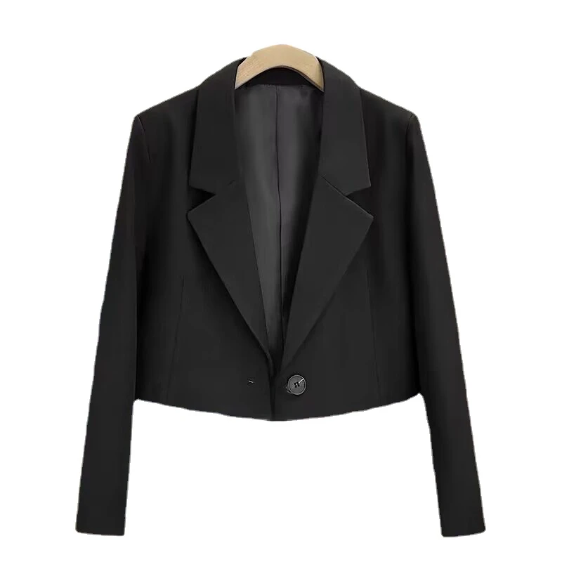 

New Black Women Short Blazer Formal Slim Blazers Lady Office Work Suit Female Elegant Button Coat Oversized Notched Outerwears