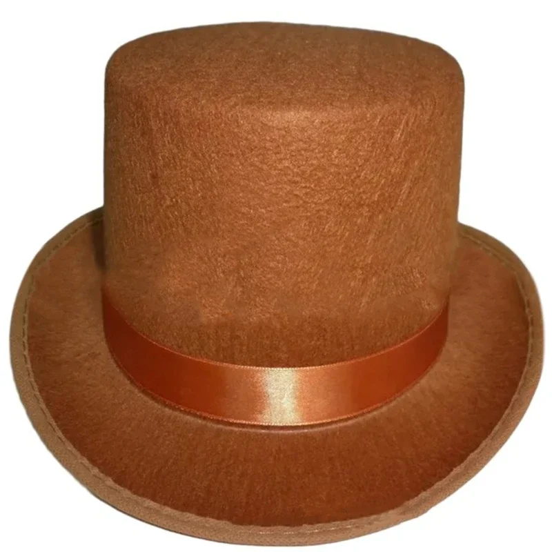 Roll Brims Tall Top Hat for Adult Bowlers Hat Magicians Halloween Party Cosplay Costume Stage Show Headwear
