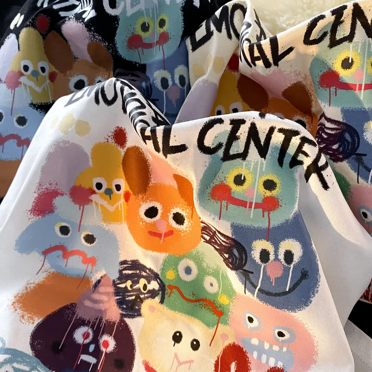

2023 Summer New American Vintage Cartoon Monster Print T-Shirt Cotton Short Sleeve Unisex Top Graphic T Shirts Oversized T Shirt