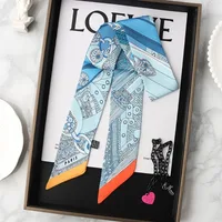 2024 Korean Fashion New Women's Twill Decorative Ribbon Small Scarf Binding Bag Handle Ribbon Hair Band Small Scarf Headband 5