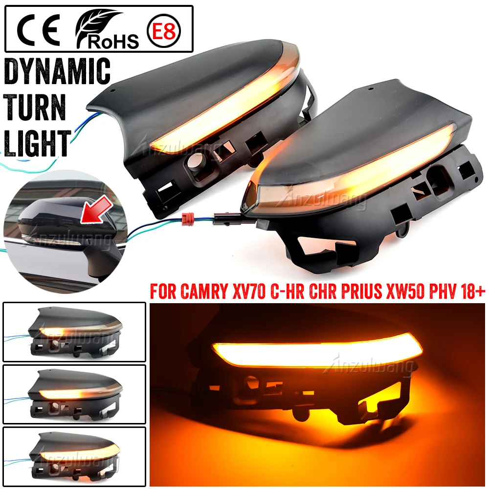 

Sequential Flashing Mirror Lamp LED Turn Signal Light Dynamic Blinker For Toyota Camry XV70 C-HR CHR Prius XW50 PHV 2018 2020