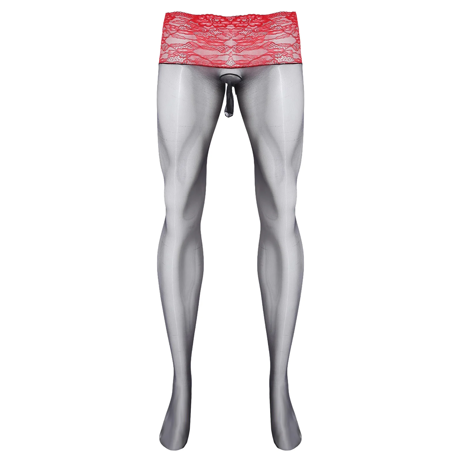 Ultra-thin See Through Mens Tights Floral Lace Silk stockings for Men Penis Pouch Sheath Underwear New sexy Footed Bodystcokings