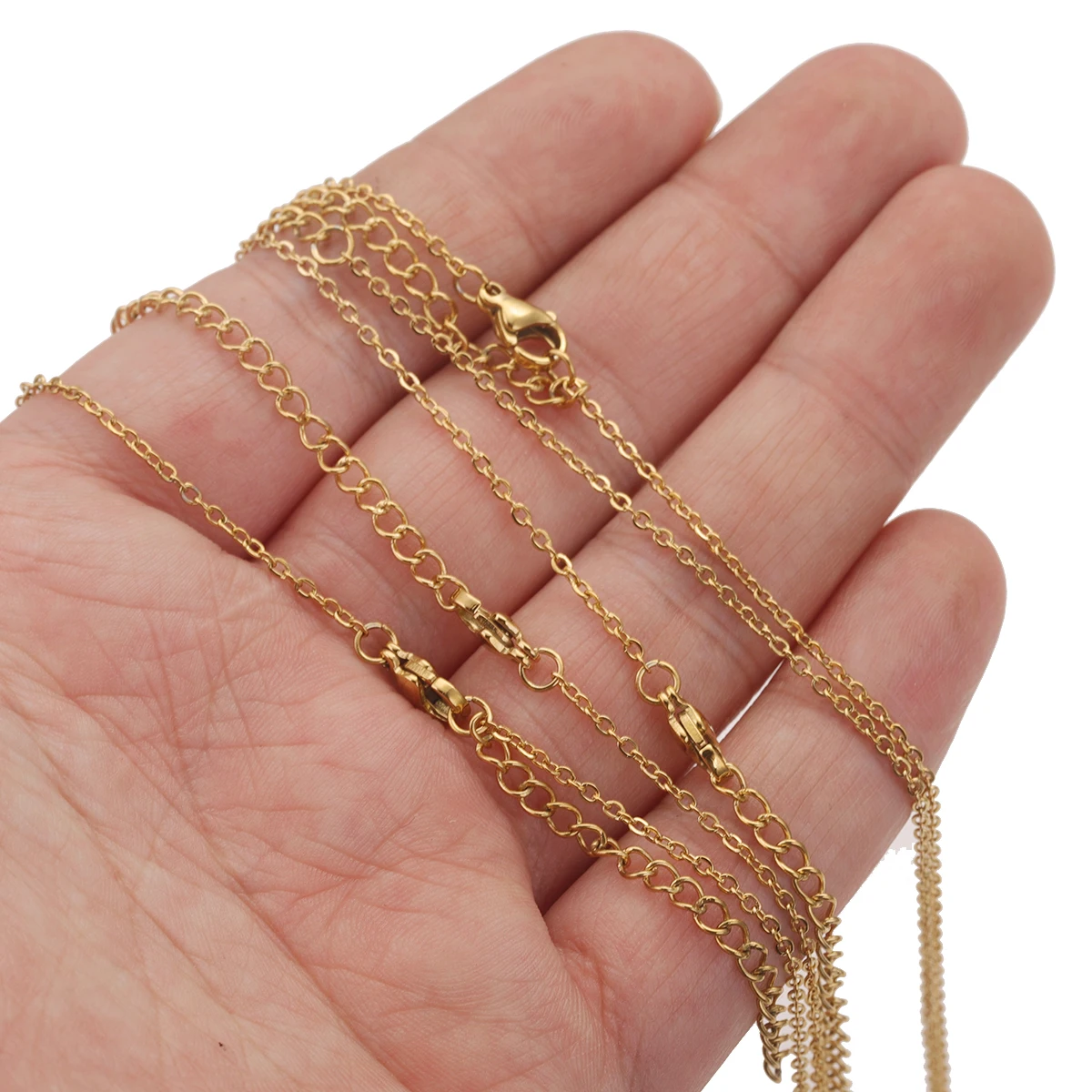 5pcs 스테인레스 스틸 18K 골드 도금 더블 점프 링 조정 가능한 쿠바 체인 ewelry 만들기 DIY 커넥터 매력 펜던트 목걸이