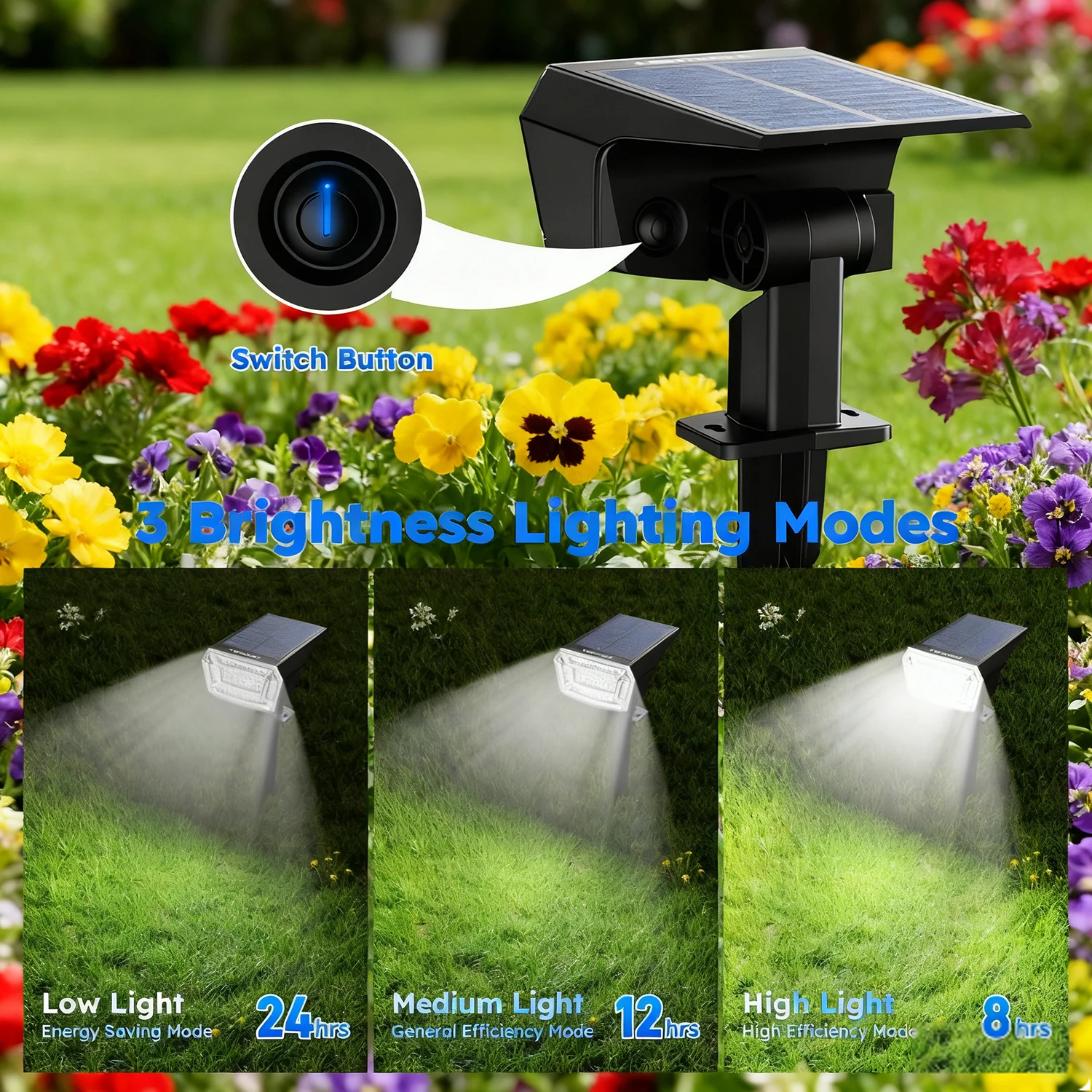 Waterproof Outdoor Solar Garden Lights with Multiple Modes