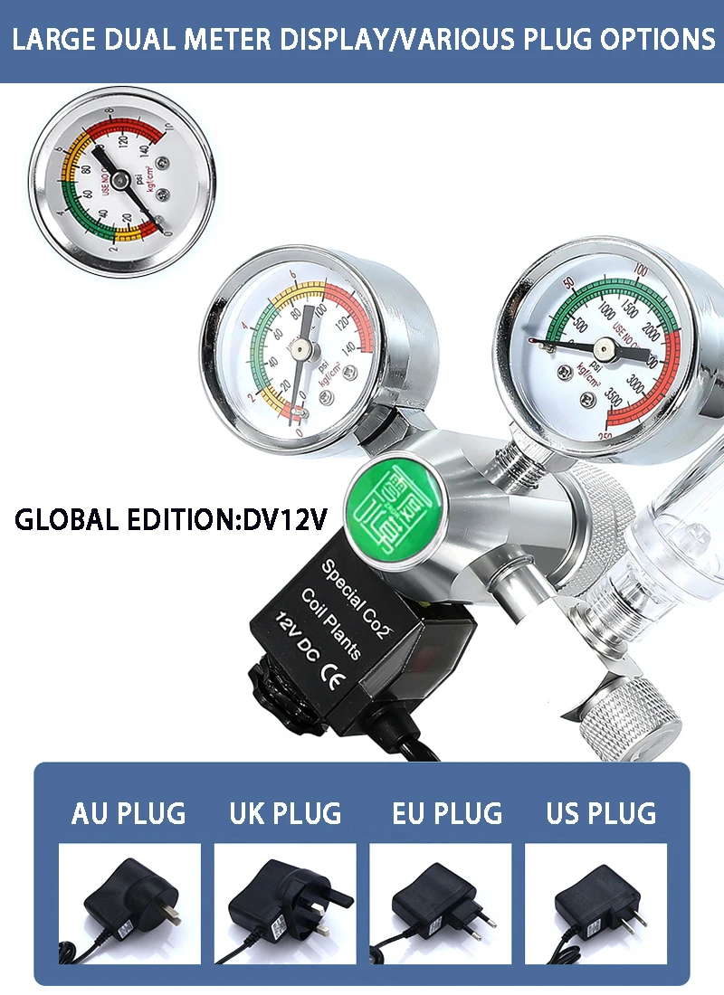 Aquarium DIYCO2 regulator Solenoid Bubble Counter CO2 control system reaction waterproof fish tank CO2 Pressure reducing valve 4