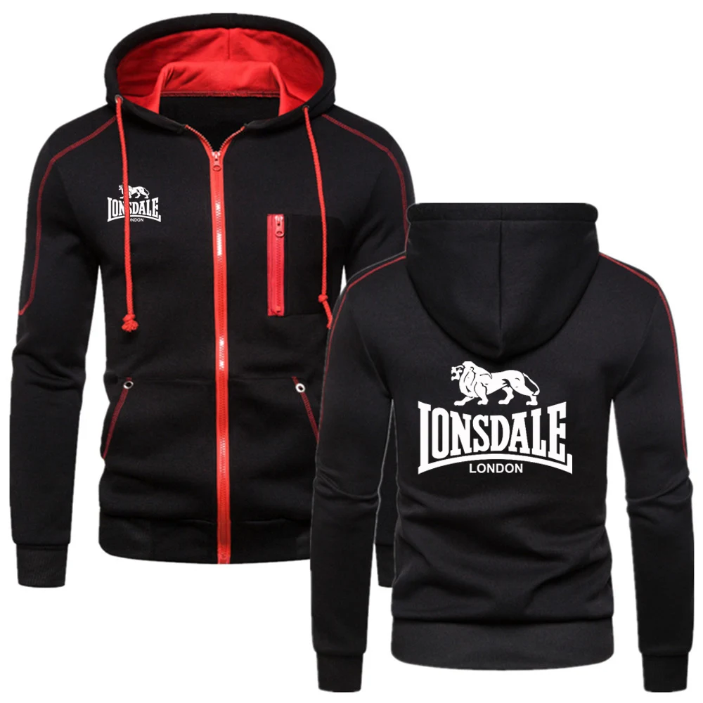 Новинка весна-осень мужская одежда Lonsdale на молнии куртки хлопковая толстовка с