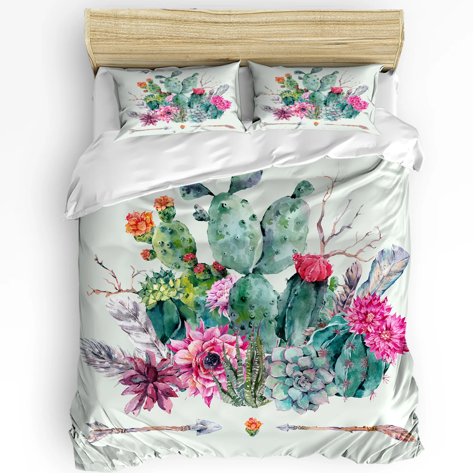 

Cactus Flower Green Plant Bedding Set 3pcs Boys Girls Duvet Cover Pillowcase Kids Adult Quilt Cover Double Bed Set Home Textile