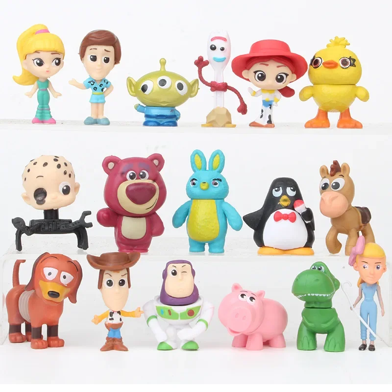 thumbnail image 1 of Figuras de acción de Disney Pixar para niños, juguetes de modelos de dibujos animados, Woody, Buzz Lightyear, Kawaii, versión Q, 17 piezas, 1 of 4