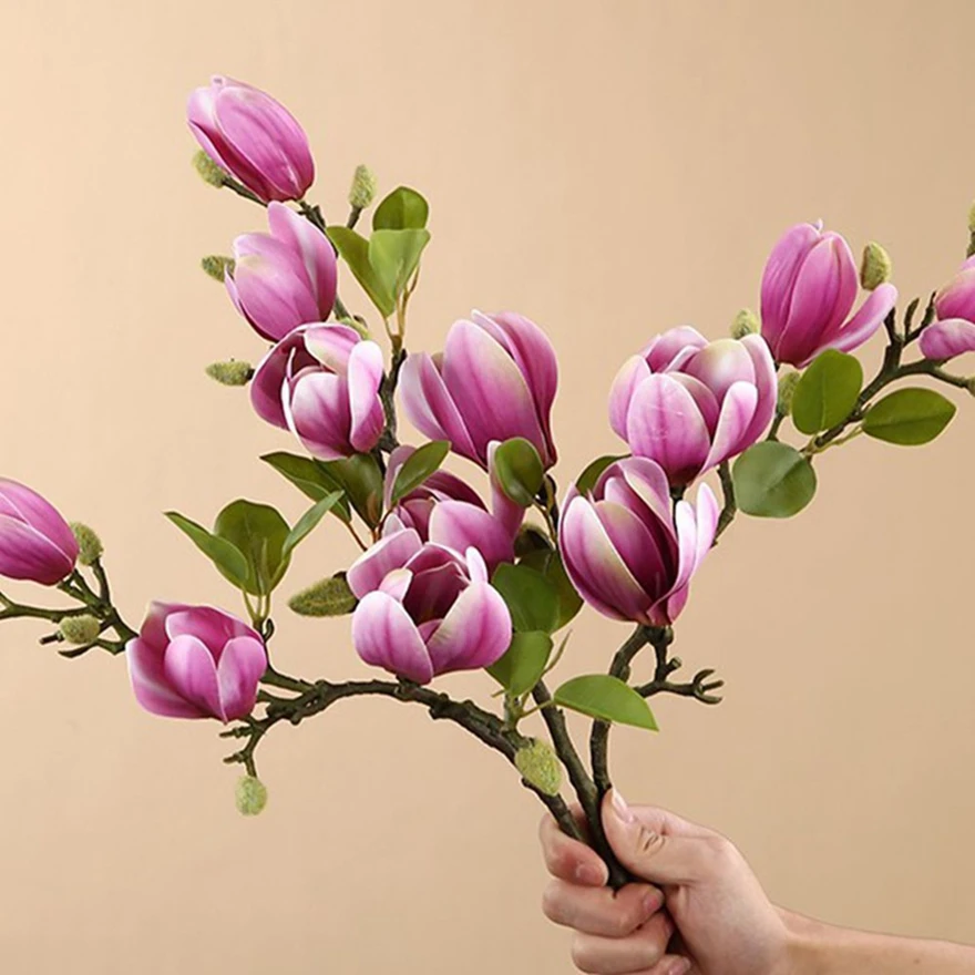Künstliche Blumen Seide Magnolie Bouquet Diy Foto Requisiten Hochzeit Brautstrauß Bonsai Party Vase Hause Outdoor Garten Dekoration
