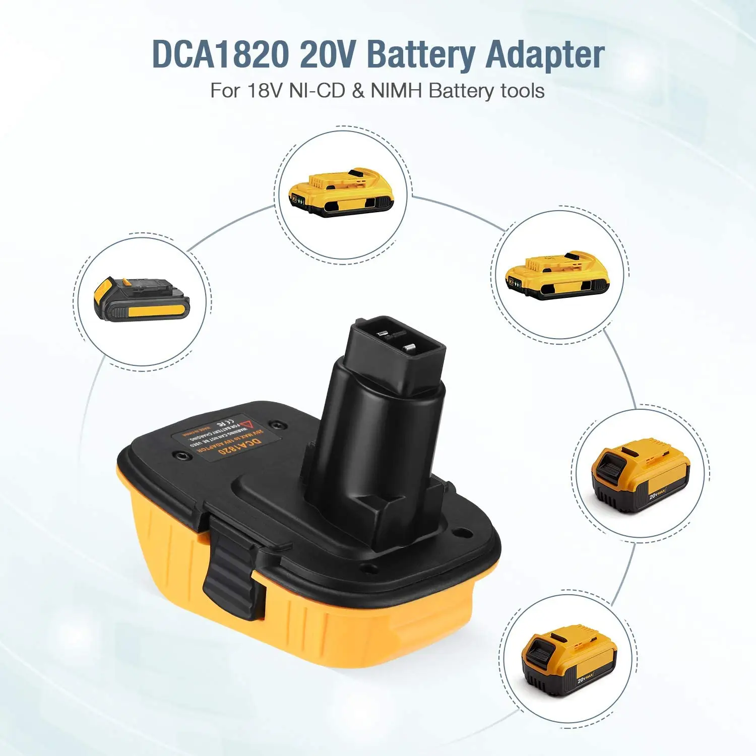 DCA1820 20V Battery adapter for Dewalt 18V Tools Convert for Dewalt 20V Lithium Battery DC9096 DE9098 DE9096