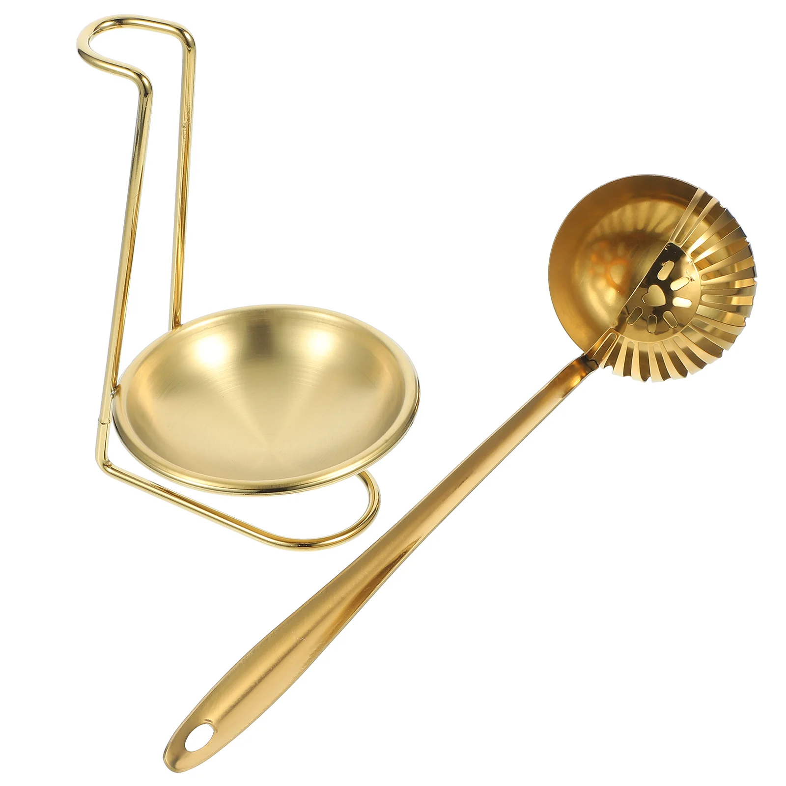 

1 Set of Restaurant Soup Spoon Multi-function Ladle Kitchen Slotted Spoon Storage Stand