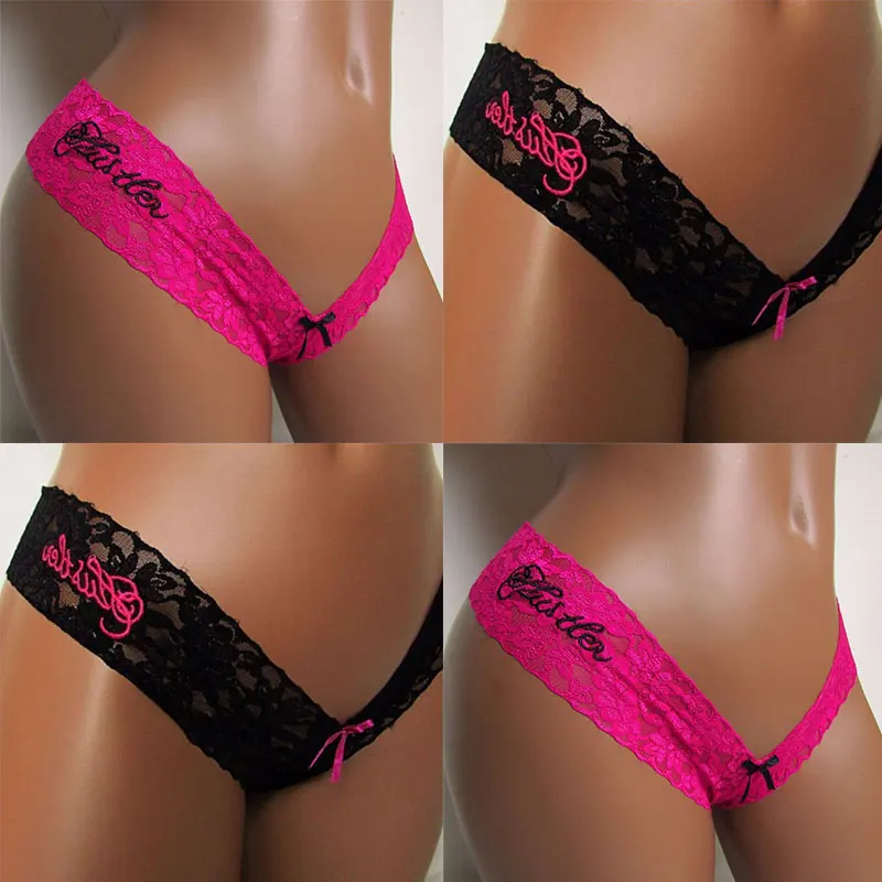 

Explosive Slim Lace Solid Color Women'S Sexy Underwear Embroidery Style Nylon Material Sexy Hot T Pants Bow Decoration