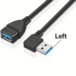 High - Speed USB 3.0 Right Angle Extension Cable with 90° Adapter for Enhanced Data Transfer & Fast Charging (Left 1pc)