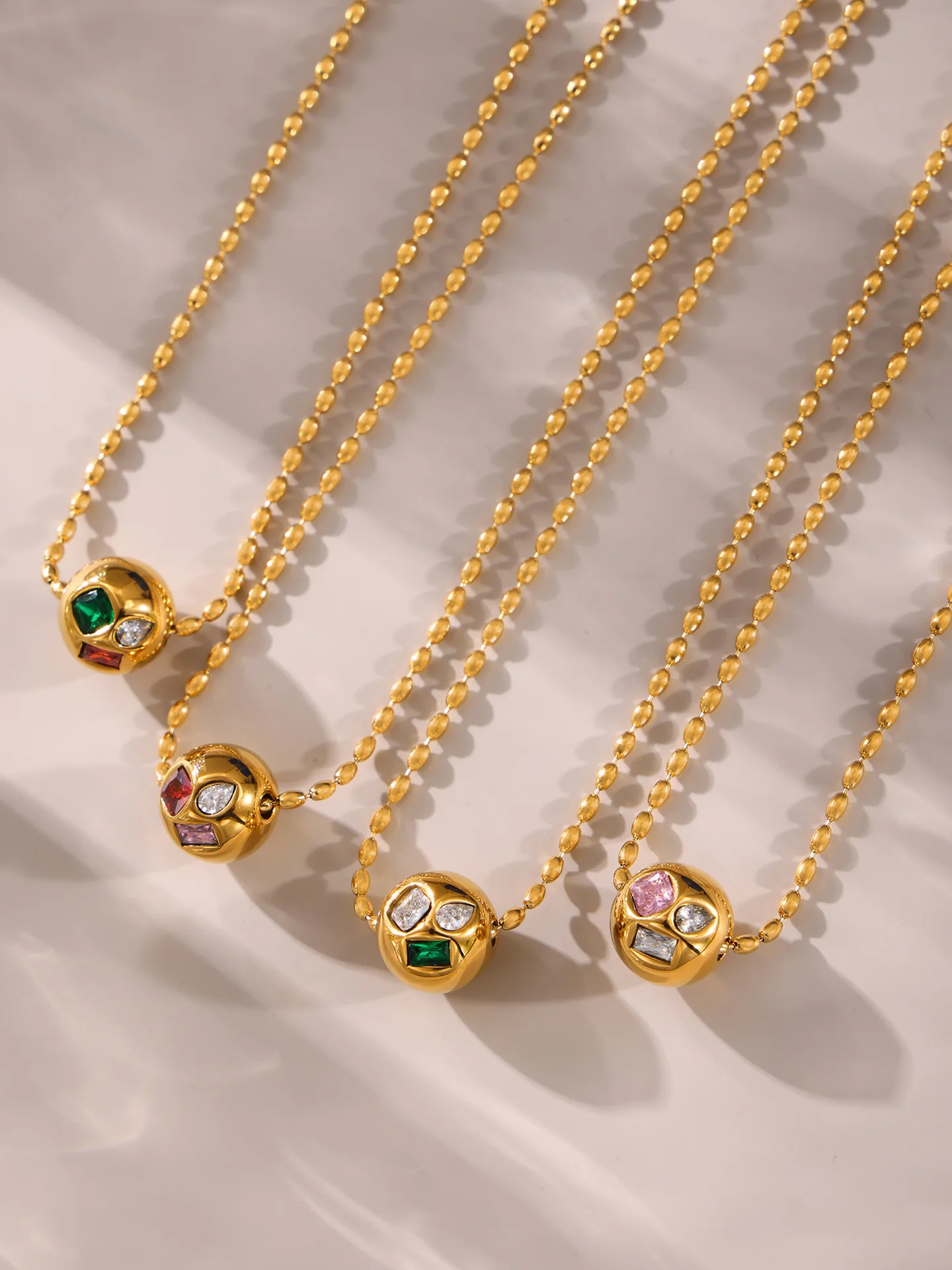 Riesenrad Bunte Zirkon Kette Halskette Halsband Für Frauen Runde Anhänger 18k Gold Überzogene Edelstahl Charme Schmuck – Detail 1
