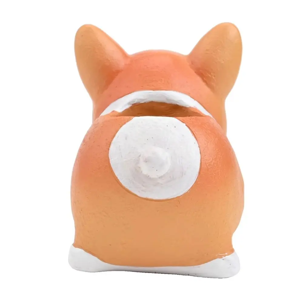 Decorative Corgi Dog Pot Decorations Adorable Collectible Corgi Dog Resin Ornaments 14.5cm Exquisite Corgi Dog Model Toy Garden