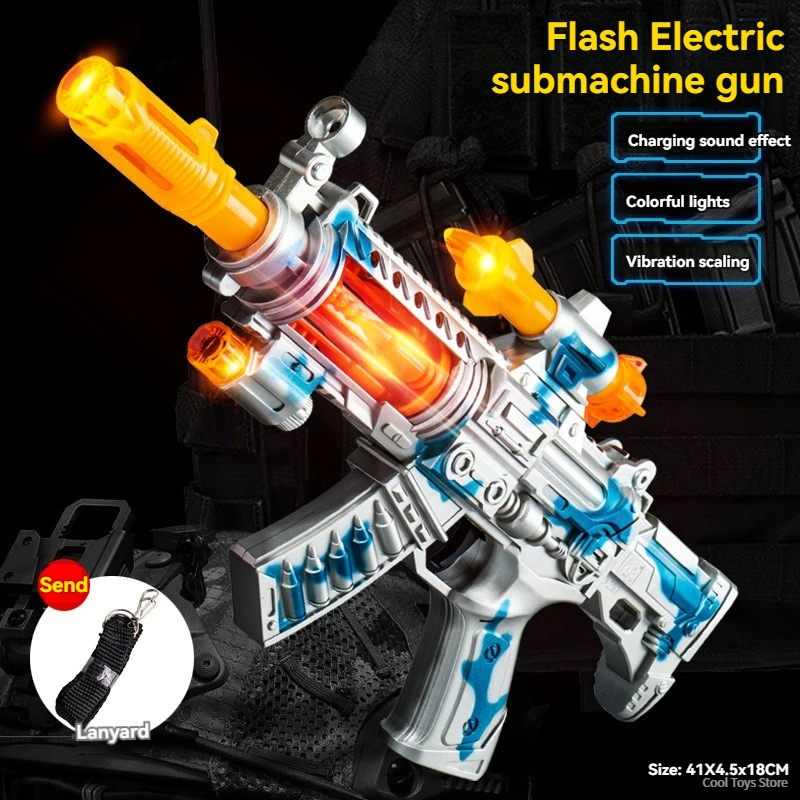 Toys Boys Kids M416 Toy Guns Model Sounds Lights Flashing Vibrate Machine Gun Pistol for Children Birthday Gifts Cosplay Games 4