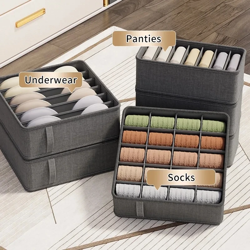 20/7/6 Grids Underwear Storage Box Foldable Underwear Sock Organiser Multifunctional Waterproof Drawer Compartment Organiser