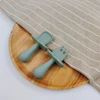 2Pcs/Set BPA Free Silicone Mini Fork Spoon Baby Learning Feeding spoon set Training Utensils For Newborn 4