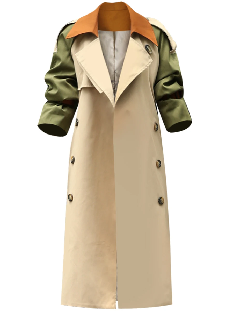 

Autumn Coat for Office Lady Windbreaker Patchwork Fall Double Breasted Jackets Korean Coats Women Trench Australian Outwear