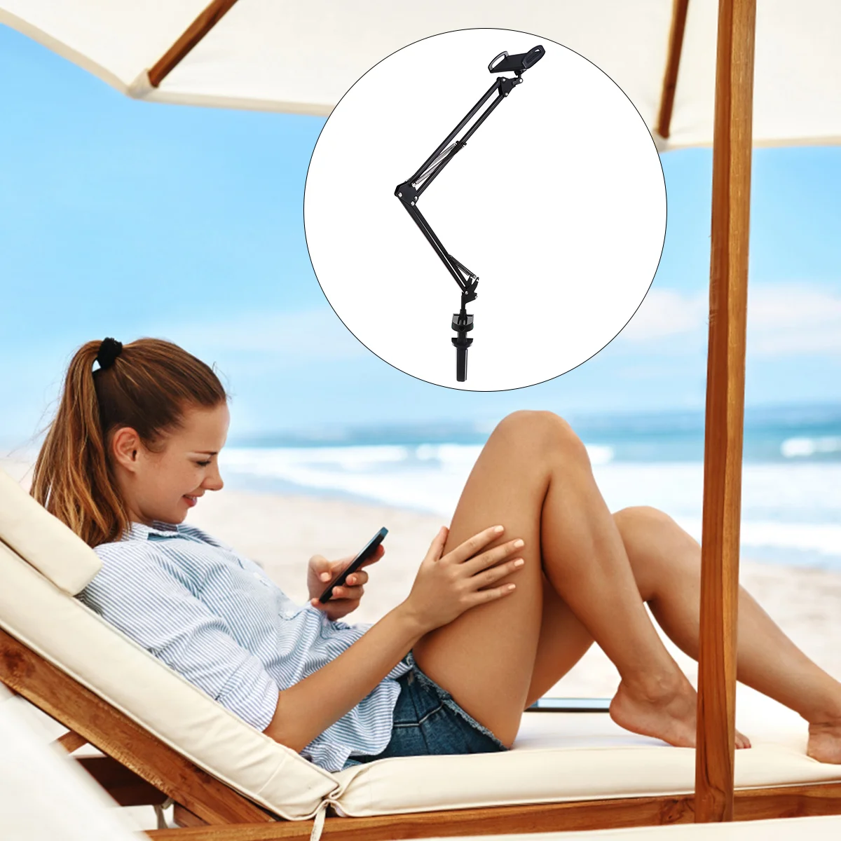 

Foldable Phone Holder Cellphone Clip Clamp Tablet Stand Articulating Arm Universal Mount