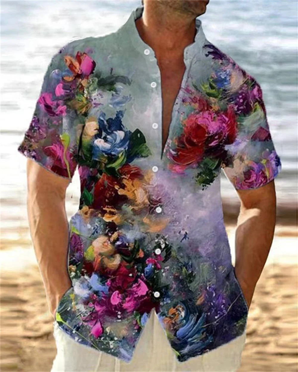 thumbnail image 1 of Camisa floral de verano para hombre, estilo hawaiano, camisa de manga corta con solapa 3D para hombre, camisetas con estampado de flores de calle, camisas de playa, ropa para mujer, 1 of 5