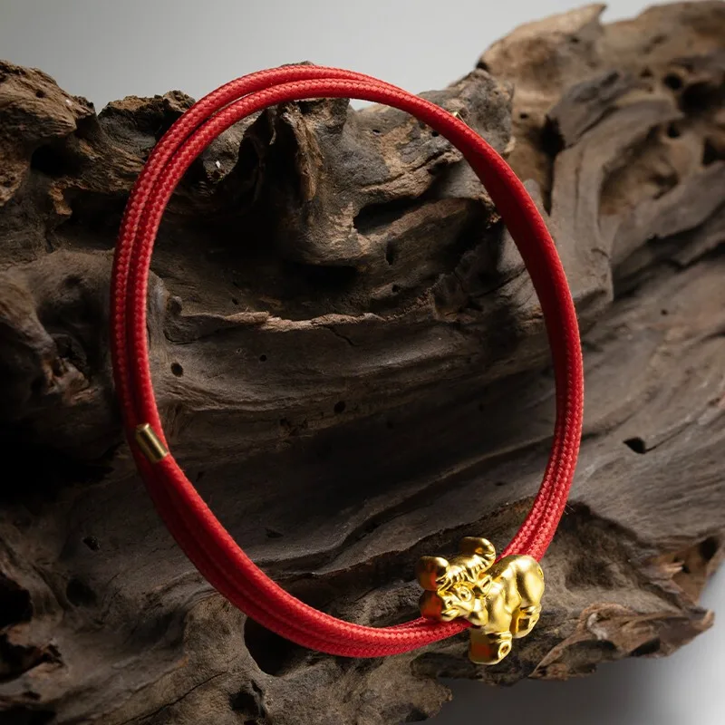 

Guanfu Museum Year of the Ox 999 Pure Gold Golden Balls Bracelet Creative Gift Twelve Zodiac Commemorative New Year Clavicle Cha