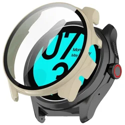 Premium Tempered Glass Protective Bumper Case for Smart Watch with Screen Protector Shell (Beige)
