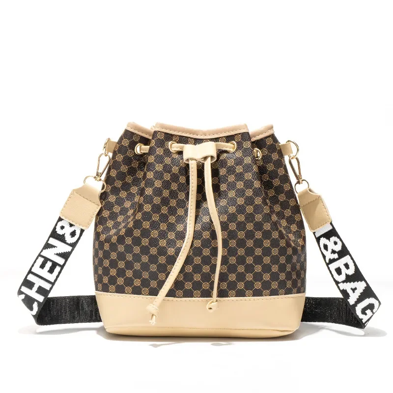 Se2868147111848bd9747e06ce8d79f69Y Fashion Versatile Women's Bucket Bag Cross Body Storage Single Shoulder Bag Drawstring Printed Messenger Bag Mallzona
