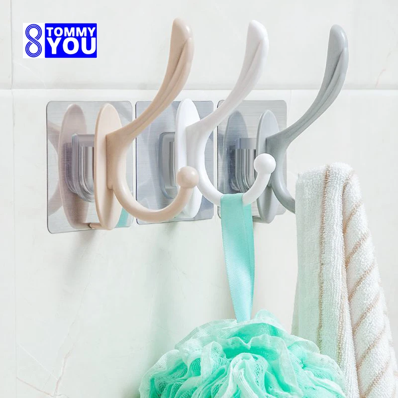 

Non Punching Clothes Hat Hanger Hook Strong Seamless Adhesive Hooks Creative Towel Rack Non Nail Adhesive Coat Racks Stand