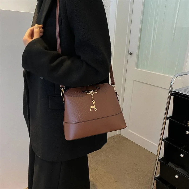 PU Leather Women Shoulder Bag Crossbody Bag Deer Toy Pendant