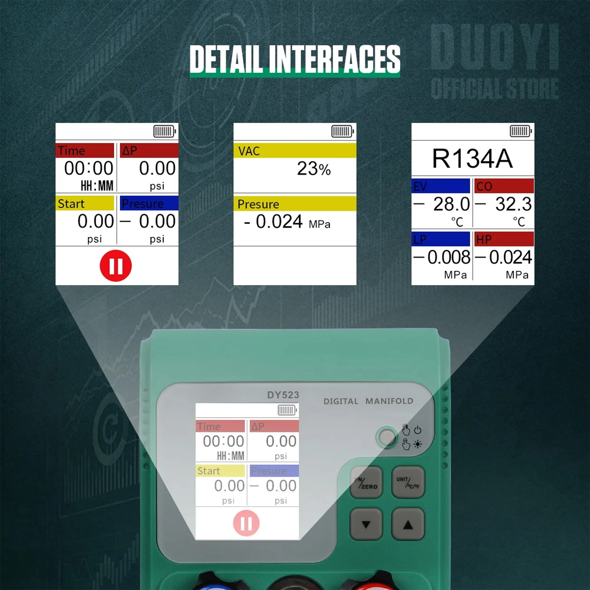 Electronic air-conditioning refrigerant fluoride meter group pressure gauge automobile refrigerant liquid repair vacuum meter