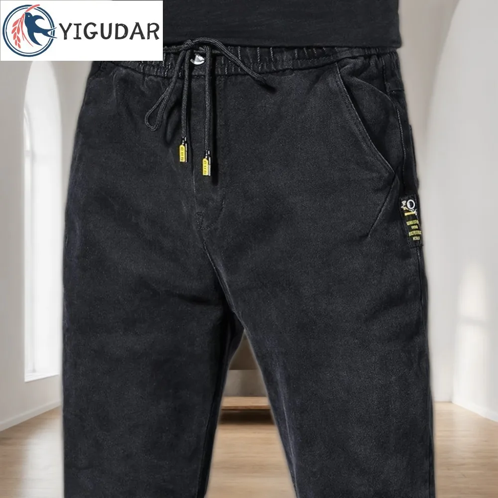 2024 New Hip Hop Harem Jeans Pants Men Loose Joggers Denim Casual Sweatpants Korea Ankle Length Trousers Streetwear Male Clothes