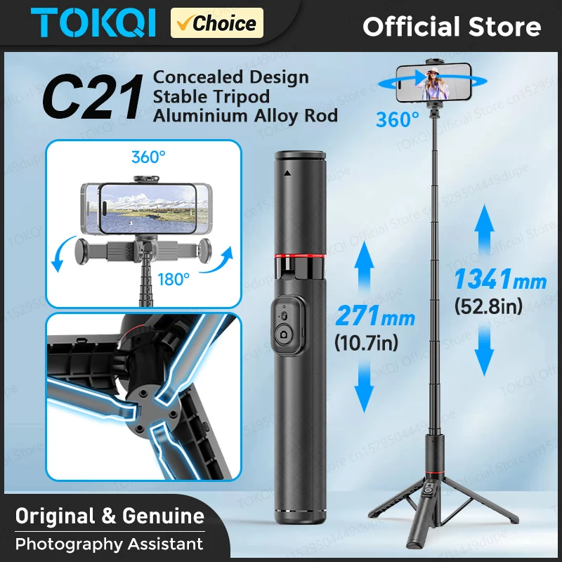 52.8inch Selfie Stick Tripod TOKQI Extendable With Bluetooth Aluminum Alloy Brackets For Smartphones iPhone Android Cellphones phone tripod,selfie stick
