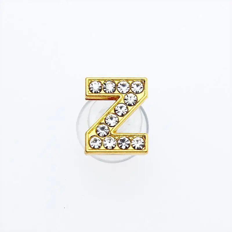 Goldene Buchstaben Kristall Diamant Legierung Charms Zubehör Mode Weiche PVC Schuhe Schnalle Kinder Dekoration Design Großhandel 1 Stücke – Detail 33