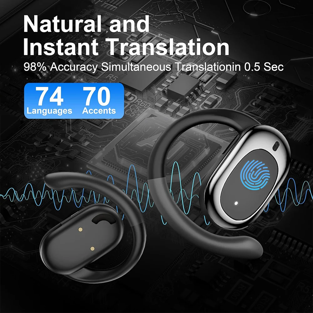 M57 AI Translator Headset Wireless Bluetooth Earphone 3-in-1 144 Language Translation Eadbuds Real-time Translators Headphones