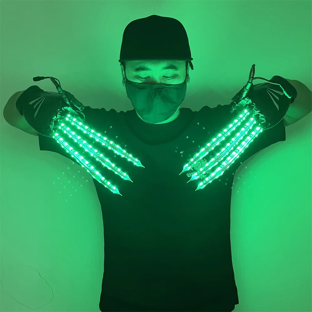 시원한 RGB 원격 LED 울버린 발 장갑, 레이저맨 쇼 안경 재킷, 성능 소품 조명 클로 장갑, 나이트 클럽 바