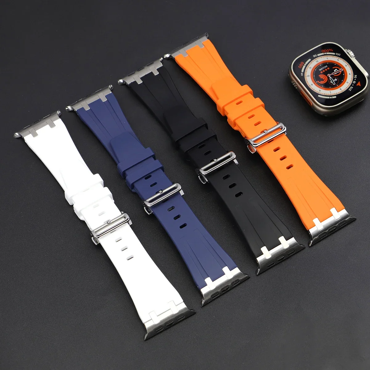 애플 워치 울트라 2 1 용 소프트 실리콘 스트랩, 49mm 시리즈 9 8 7 41 45mm 고무 밴드, 아이워치 6 5 4 se 42mm 44mm 남성용 팔찌