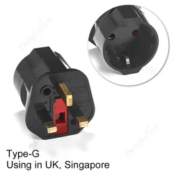 Universal UK Type G Plug Adapter with Fuse - European to British/Singapore Travel Converter - UK Plug - Black