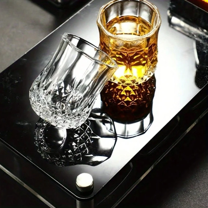 50mL Crystal Cut Glass Cup, Reusable, Suitable For Whiskey & Liquor, Glass Glassware, For Home Bar, KTV - 4