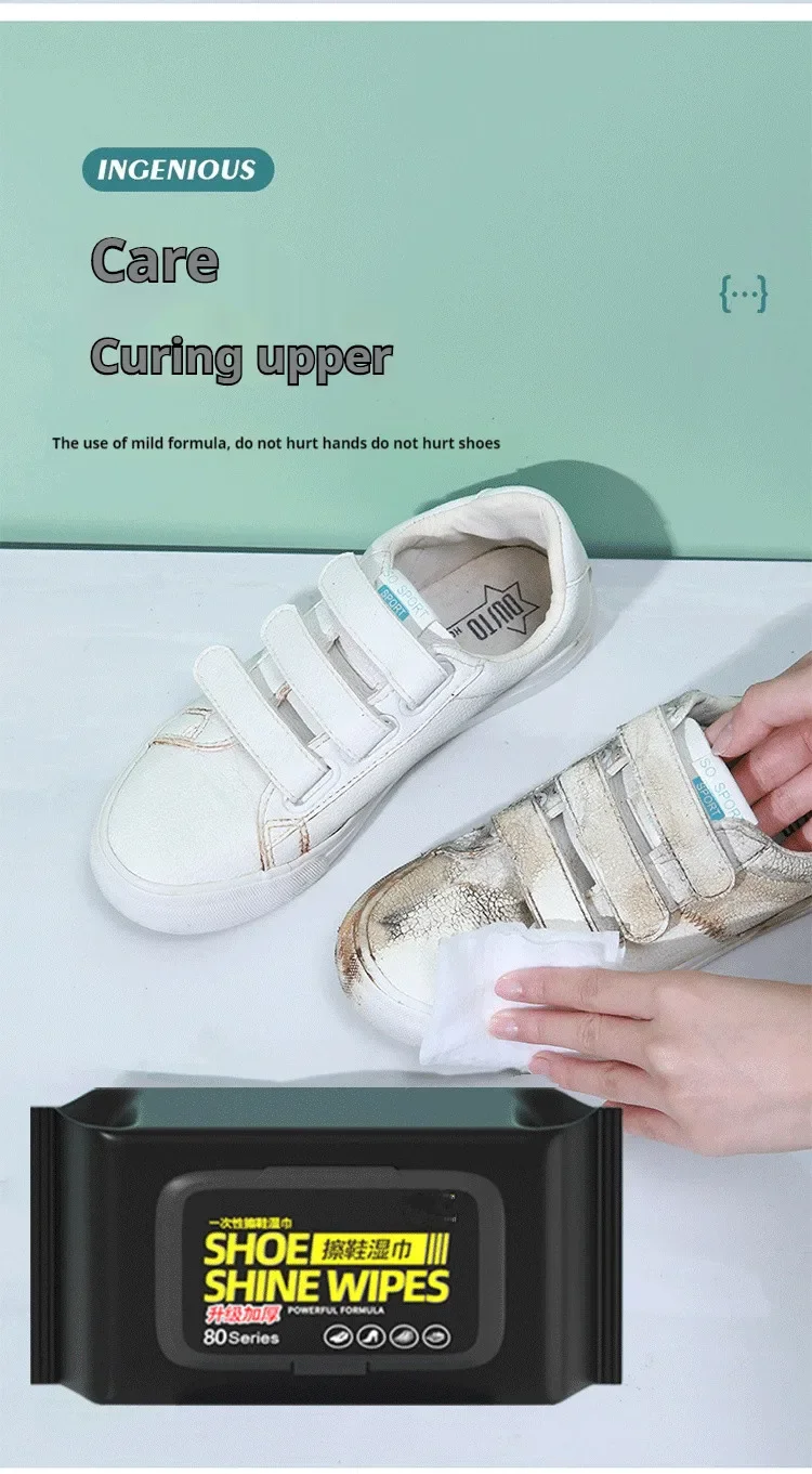 Portable Outdoor Shoe Cleaner Wipes Powerful Disposable Sneaker Cleaning Cloths for White Shoes Sneakers Cleaning Kit