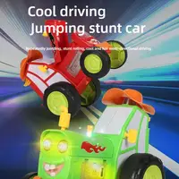 Crazy Jumping Car Remote Control Tumbling Electric Tractor Rotating LED Light Dancing Cool Stunt Car Children Christmas Toy Boy 1