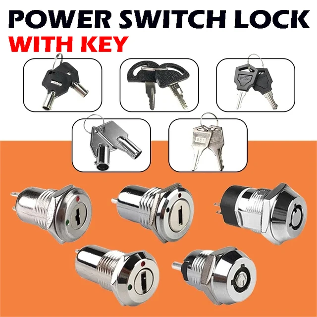 5/10/20 ชุด 12/16/19 มม.สังกะสีอัลลอยด์กุญแจอิเล็กทรอนิกส์สวิทช์ ON OFF ล็อคโทรศัพท์ความปลอดภัย Power SWITCH TUBULAR เทอร์มินัล 2 ตําแหน่ง 1