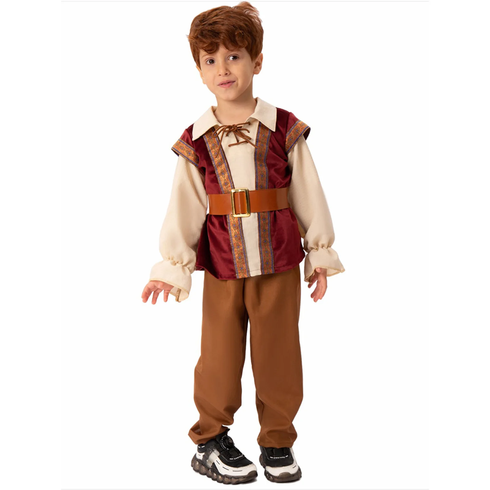 Kid Boys Medieval Costume Cosplay Costume Colonial Pioneer Trousers Children's Day Ruffled Pirate Knight Halloween Cosplay kids cosplay costume medieval prince costume