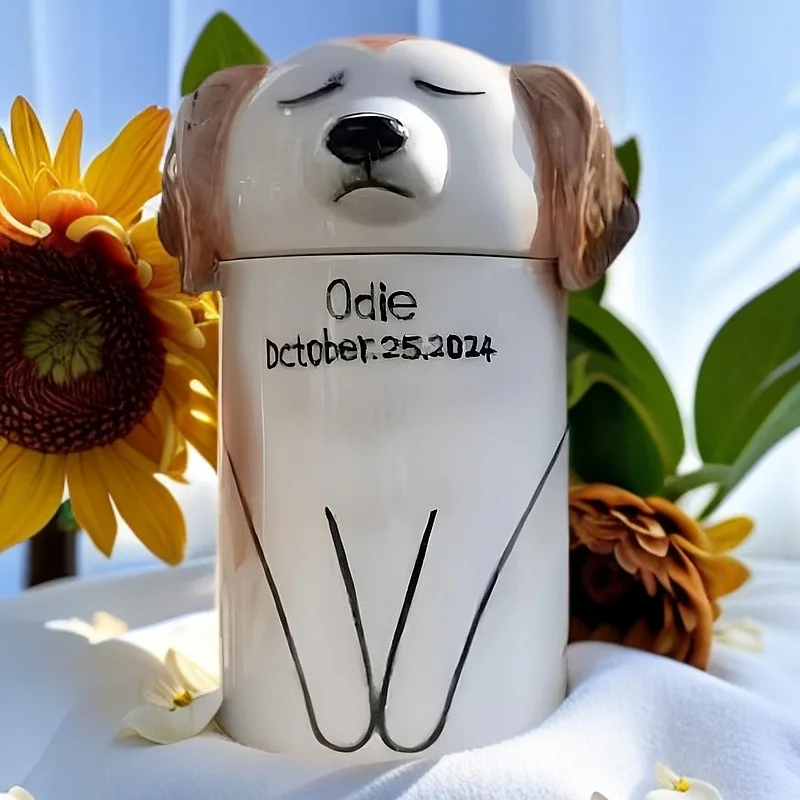 Personalized Hand-Painted Ceramic Pet Urn Colorful Ashes Memorial Unique Keepsake for Your Beloved Cat or Dog