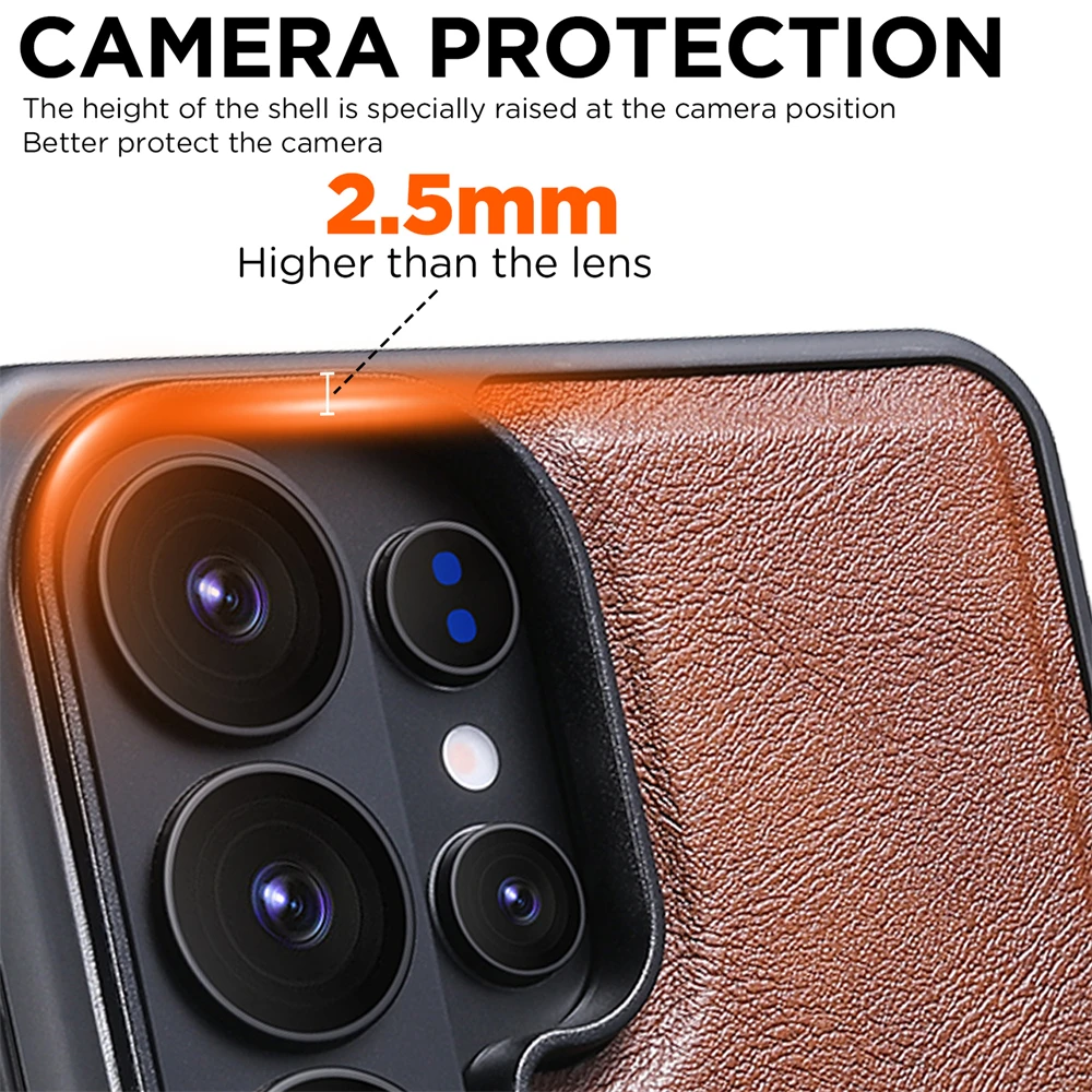 Luxury Faux Leather Phone Case with Magsafe Magnetic Charging & Frosted Finish