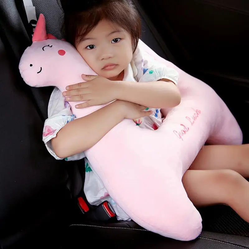 Pink Unicon Kid And Adult Car Sleeping Neck Head Support H-Shape Travel Pillow Cushion Car Seat Safety Neck Pillow Child Women